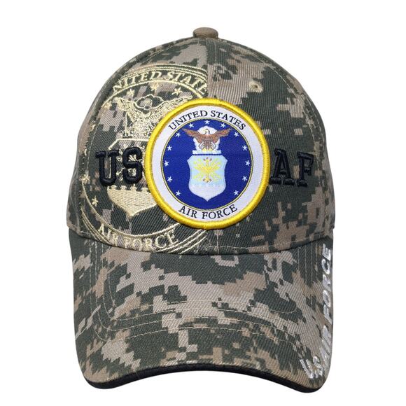United States Air Force Strapback Baseball Cap Multicolor OS Embroidered Camo - Picture 1 of 9